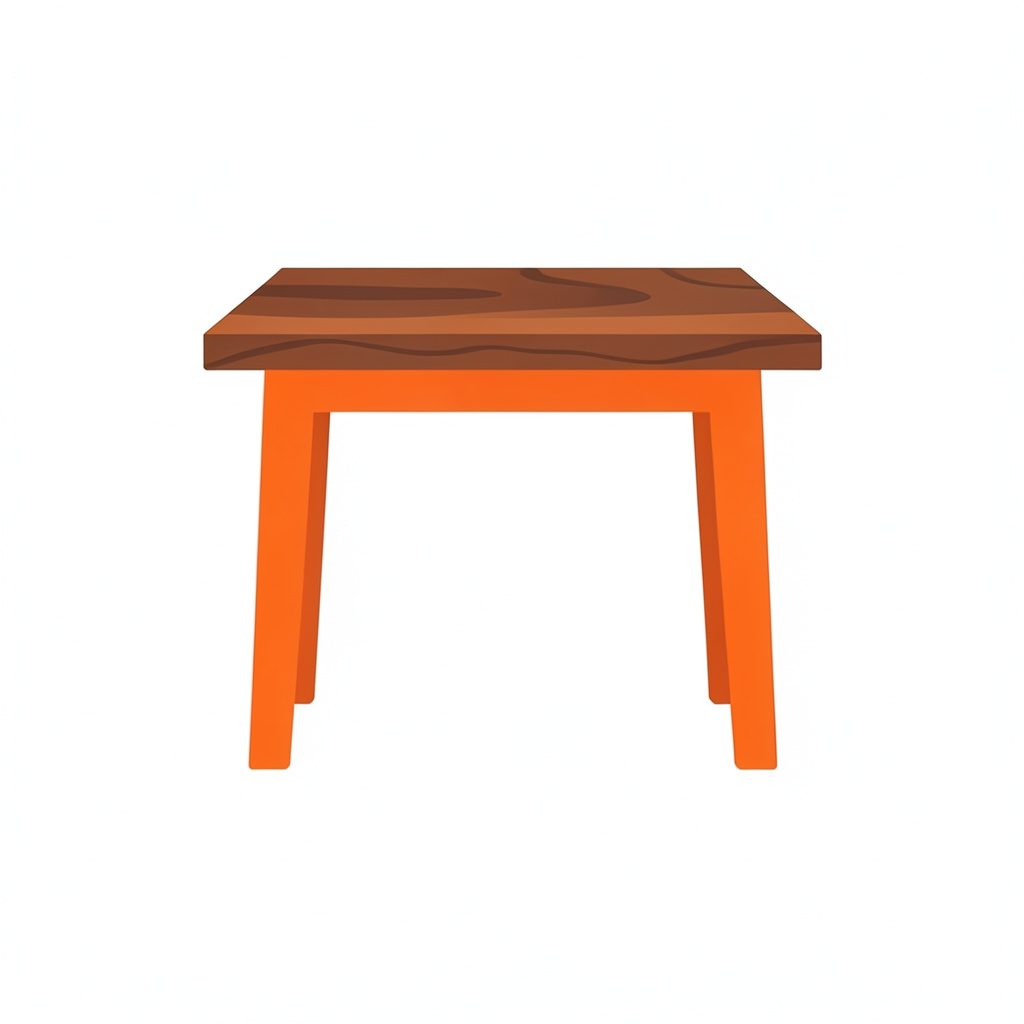 Flat vector icon of a small wooden occasional table with a warm walnut stain.